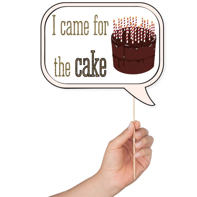 Outside The Booth Birthday Photo Booth Props - 41-pc Kit with 8 x 10-Inch Sign, 60 Adhesive Pads, 45 Sticks - Image 3